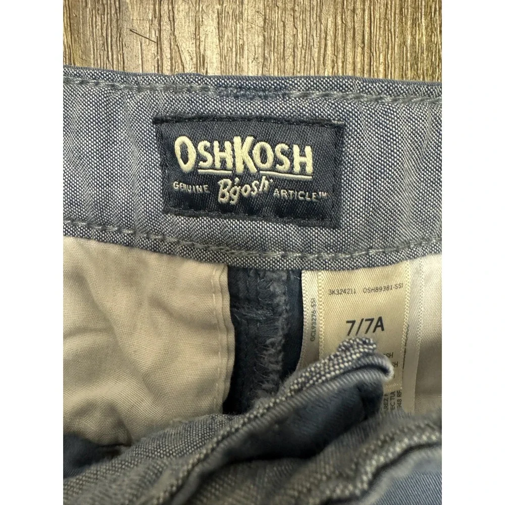 OshKosh‎ B'gosh Pants Size 7 Unisex Blue Chinos with Elastic Waist Cotton Blend